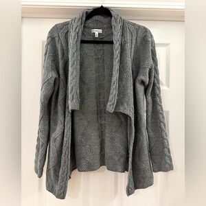 Croft & Barrow Chunky Cable Knit Shawl Collar Open Cardigan Sweater Gray Medium